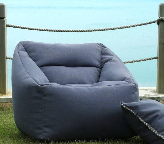 MM Linen - Kalo Blue Outdoor Bean Chair - Unfilled
